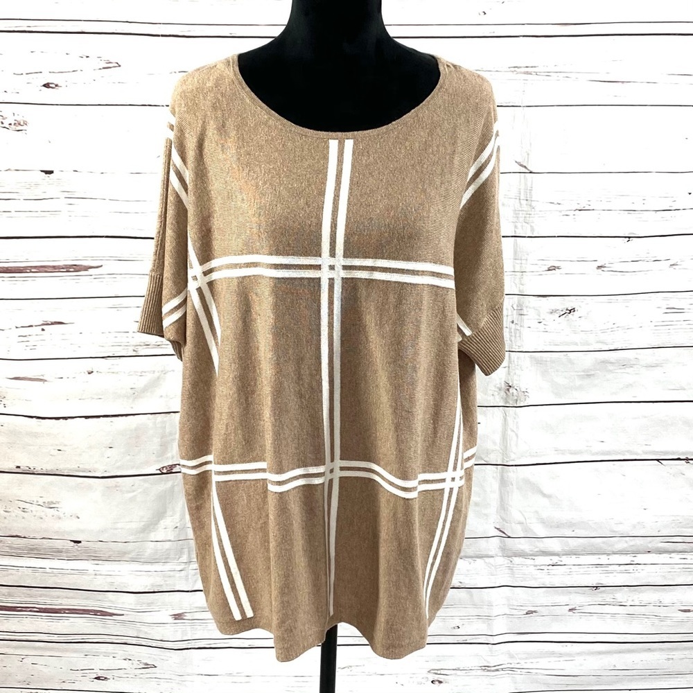 Ann Taylor Factory Sweater Top Brown /White Size M